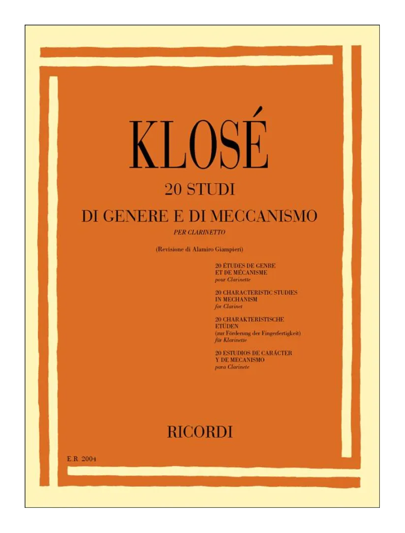 KLOSE' 20 Studi Di Genere e Meccanismo per Clarinetto