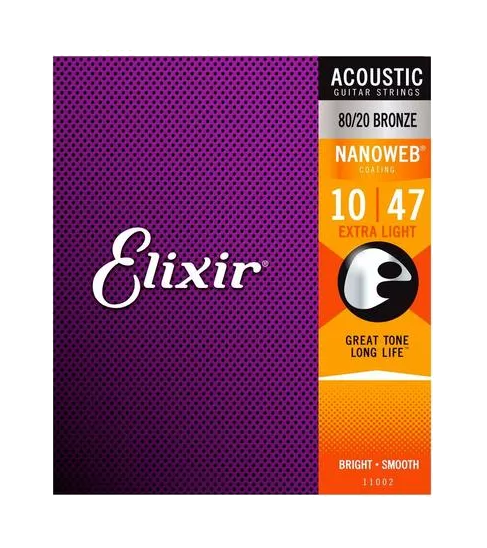 Elixir 11002 Nanoweb Extra Light Acoustic Bronze 10-47