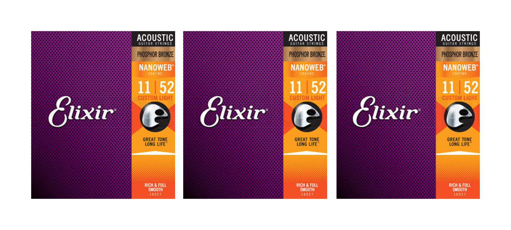 Elixir 3x2 Pack 16544 Acoustic Phosphor
