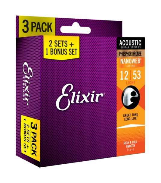 Elixir 3x2 Pack 16545 Acoustic Phosphor 12-53