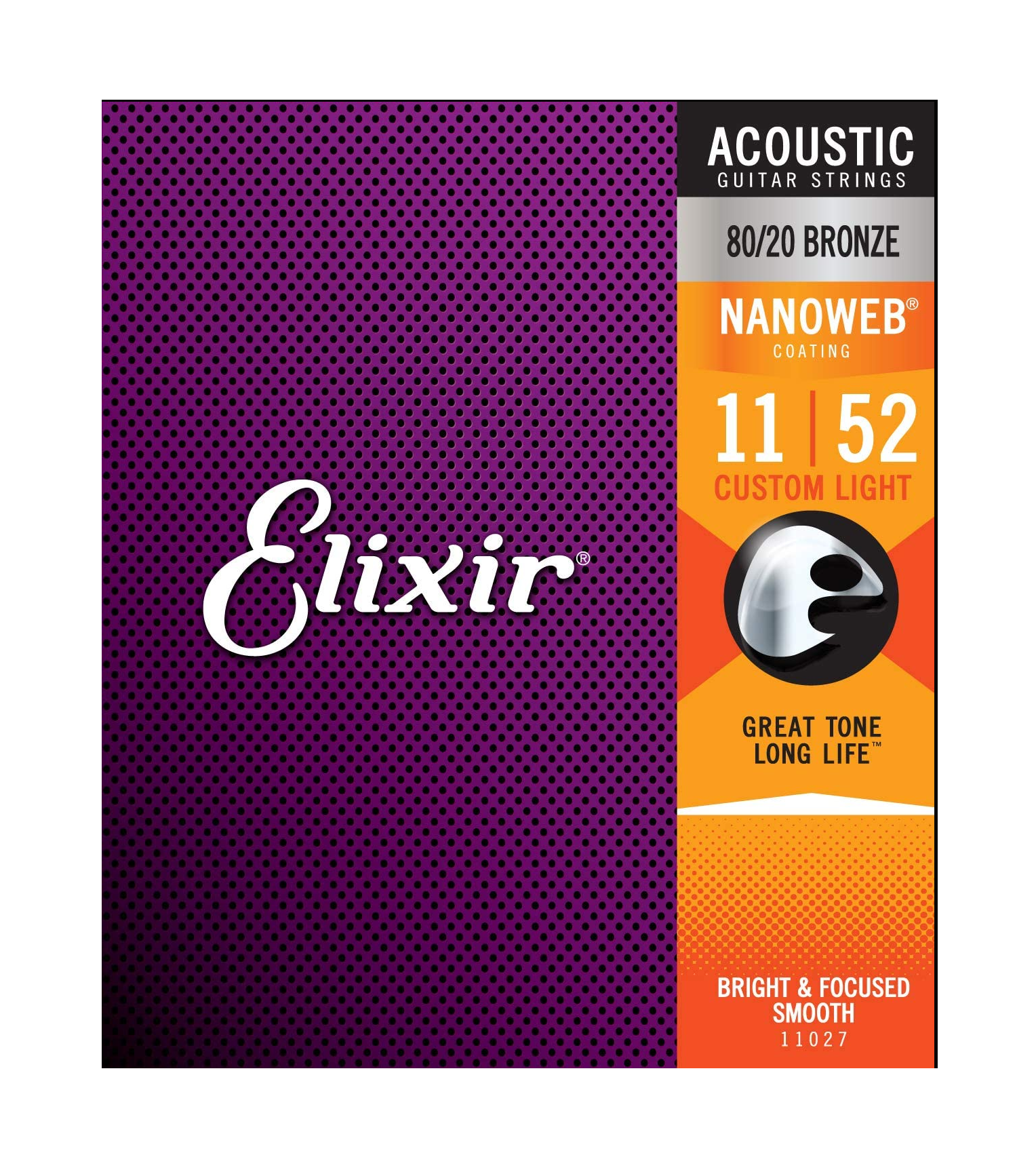 Elixir 11027 Nanoweb Custom Light Acoustic Bronze 11-52