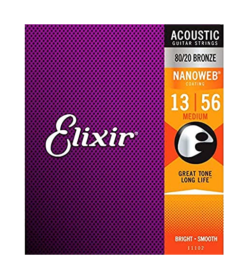 Elixir 11102 Nanoweb Medium Acoustic Bronze 13-56