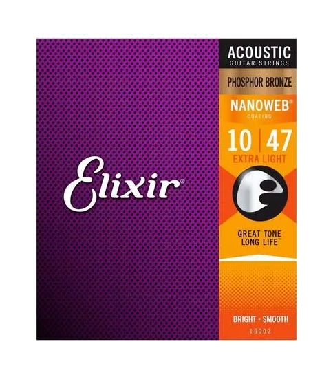 Elixir 16002 Nanoweb Extra Light Acoustic Phosphor Bronze 10-47